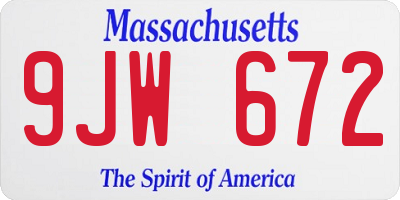 MA license plate 9JW672