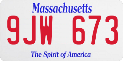 MA license plate 9JW673