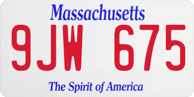 MA license plate 9JW675