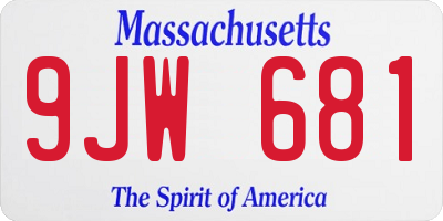 MA license plate 9JW681
