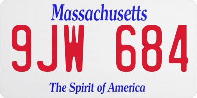 MA license plate 9JW684