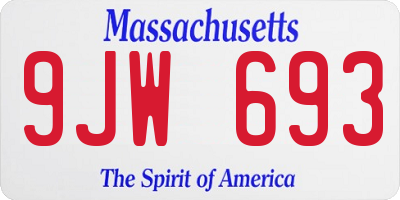MA license plate 9JW693