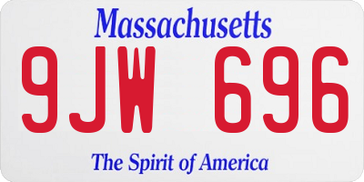 MA license plate 9JW696