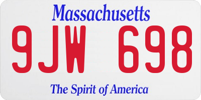 MA license plate 9JW698