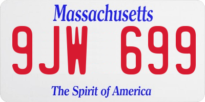 MA license plate 9JW699