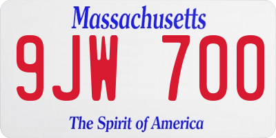 MA license plate 9JW700