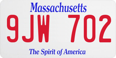 MA license plate 9JW702