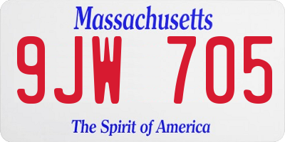 MA license plate 9JW705