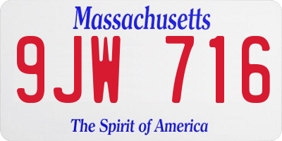 MA license plate 9JW716