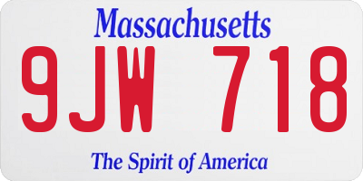 MA license plate 9JW718