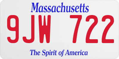 MA license plate 9JW722