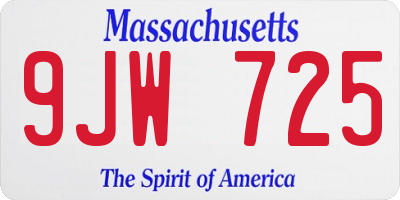 MA license plate 9JW725