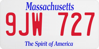 MA license plate 9JW727