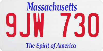 MA license plate 9JW730