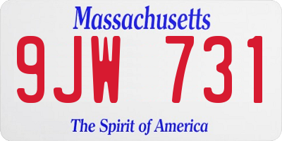 MA license plate 9JW731