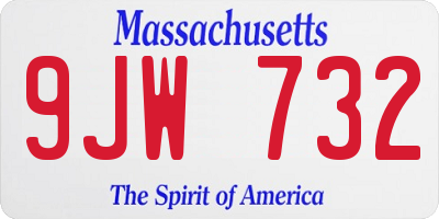 MA license plate 9JW732