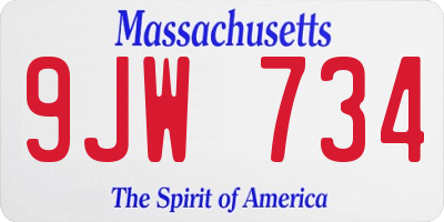 MA license plate 9JW734