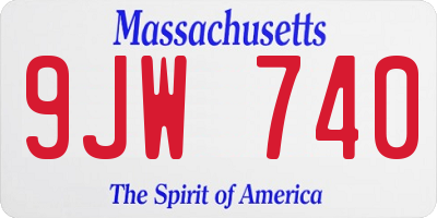 MA license plate 9JW740