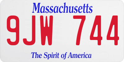 MA license plate 9JW744