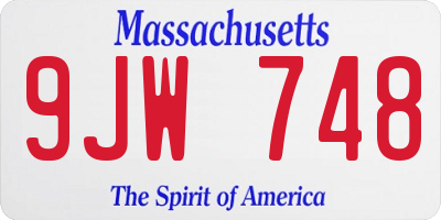 MA license plate 9JW748
