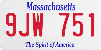 MA license plate 9JW751
