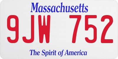 MA license plate 9JW752