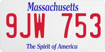 MA license plate 9JW753