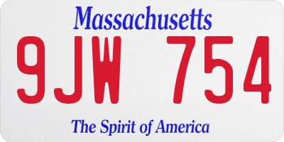 MA license plate 9JW754