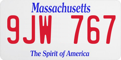MA license plate 9JW767