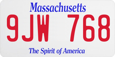 MA license plate 9JW768