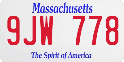 MA license plate 9JW778