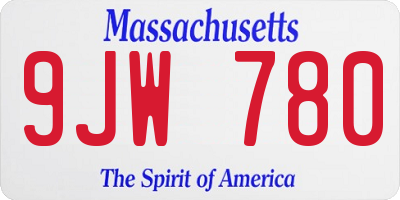 MA license plate 9JW780