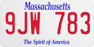 MA license plate 9JW783