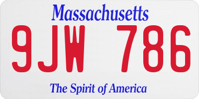 MA license plate 9JW786