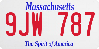 MA license plate 9JW787