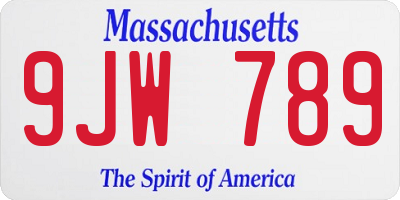 MA license plate 9JW789