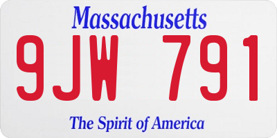 MA license plate 9JW791