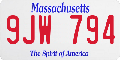 MA license plate 9JW794