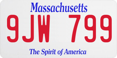 MA license plate 9JW799