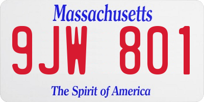 MA license plate 9JW801