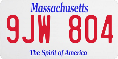 MA license plate 9JW804