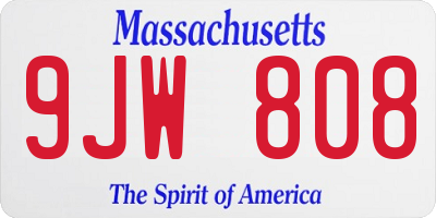 MA license plate 9JW808