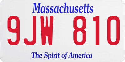 MA license plate 9JW810