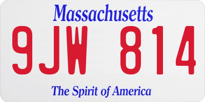 MA license plate 9JW814