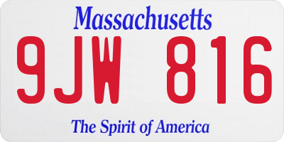 MA license plate 9JW816