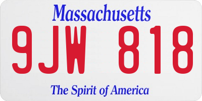 MA license plate 9JW818