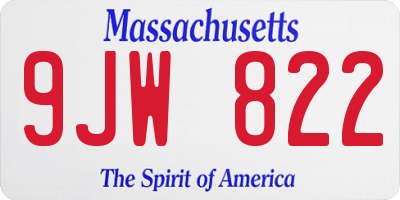 MA license plate 9JW822