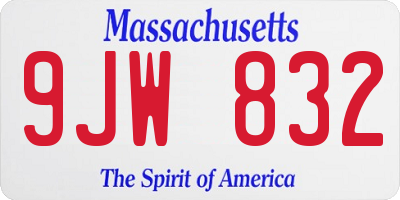 MA license plate 9JW832