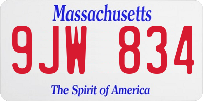 MA license plate 9JW834