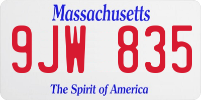 MA license plate 9JW835